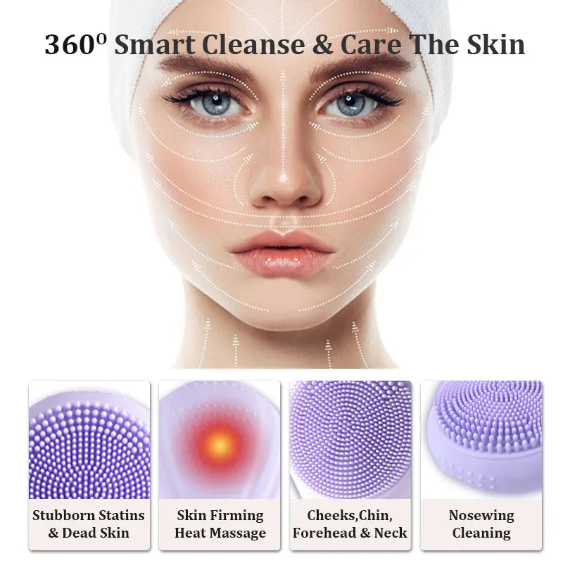 PureClean Sonic Facial Cleansing Brush – Purple | by Bellezavoll – Available at Bellezavoll
