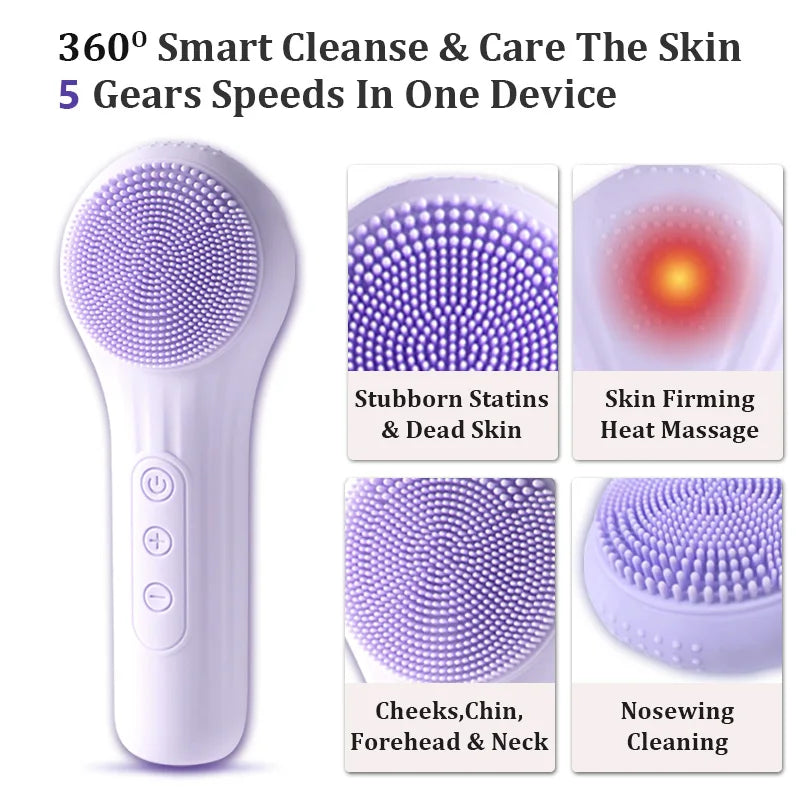 PureClean Sonic Facial Cleansing Brush – Purple | by Bellezavoll – Available at Bellezavoll